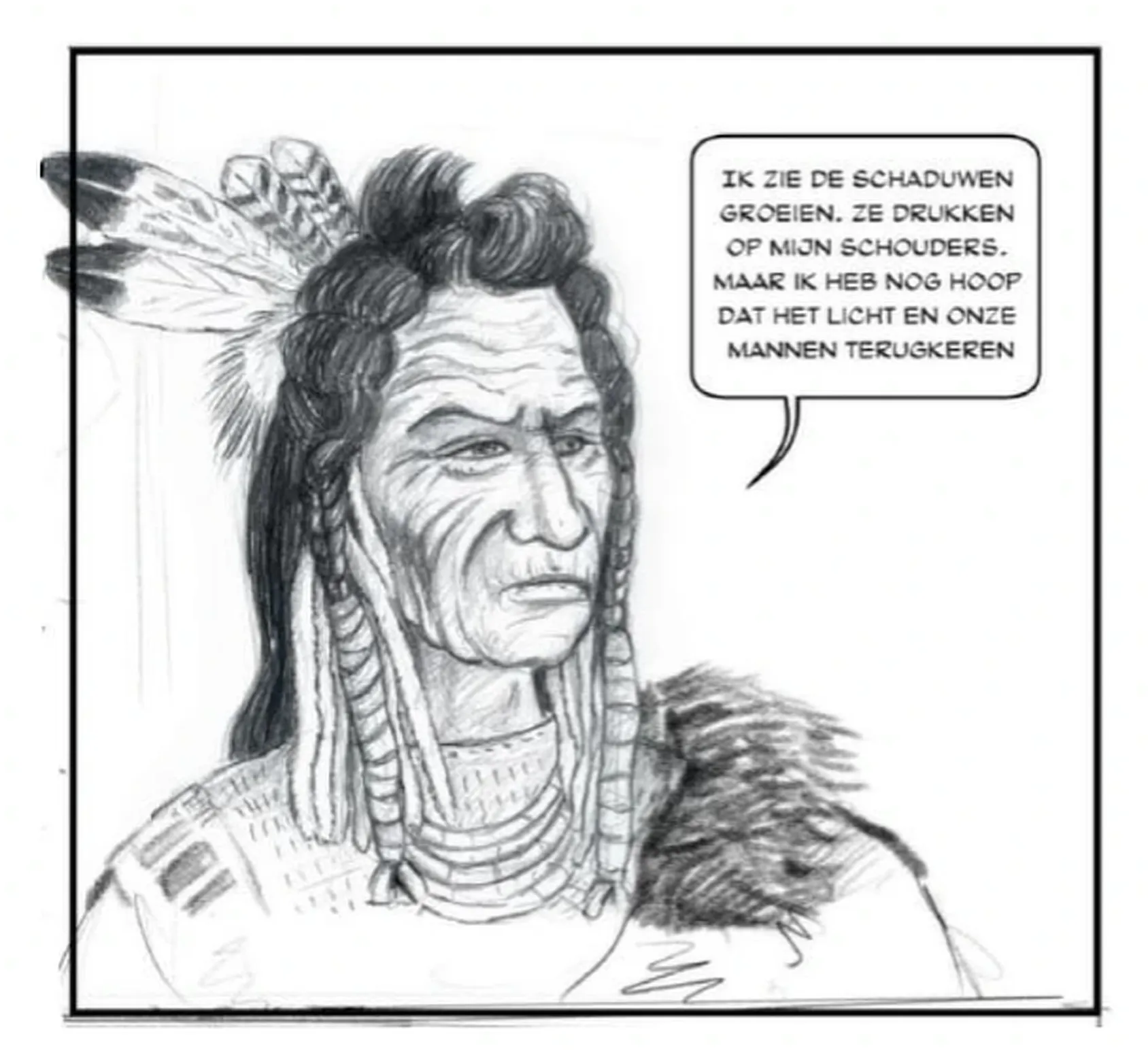 Schetspagina 3 uit de graphic novel Het Pad van de Blackfeet door Ben Art Work