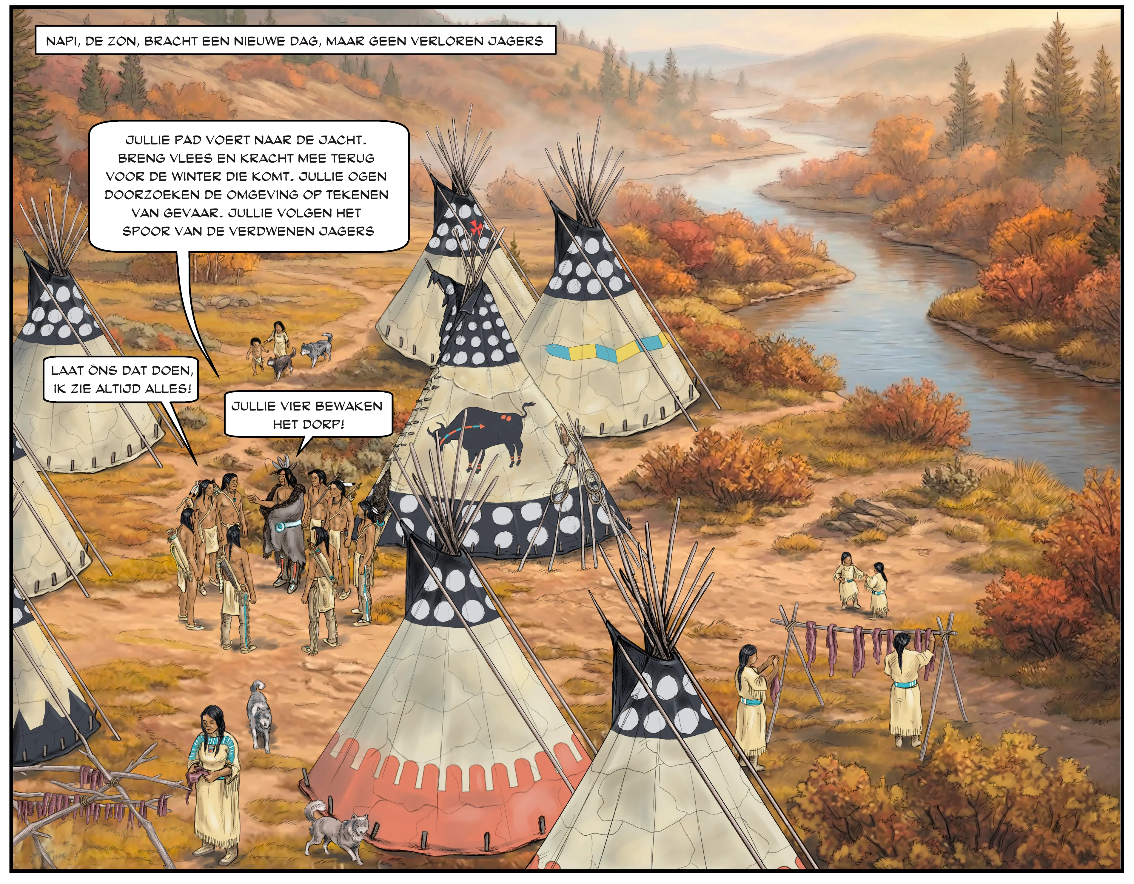 Schetspagina 9 uit de graphic novel Het Pad van de Blackfeet door Ben Art Work