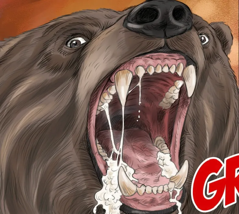 Brullende grizzlybeer uit de graphic novel Het Pad van de Blackfeet door Ben Art Work